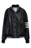 Thom Browne Coat Contrast Stripes Raglan Sleeves Pockets In Black