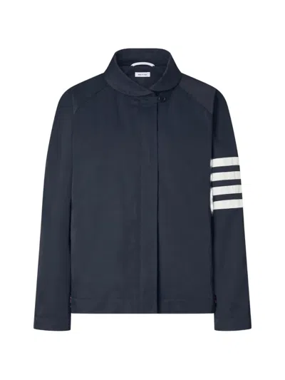 Thom Browne 4-bar Raglan-sleeve Jacket In Blue