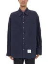 Thom Browne Oversize Long Sleeve Shirt With Pocket And Stripe Detail
