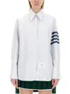 Thom Browne Striped Oxford Shirt With Pointed Collar In Blue