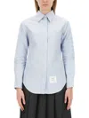 Thom Browne Button-up Shirt With Light Blue Tone And Classic Collar In Baby Blue