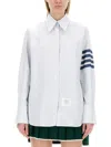 Thom Browne Striped Oxford Shirt With Pointed Collar In Blue