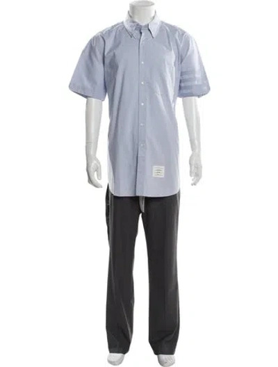 Pre-owned Thom Browne 4-bar Short Sleeve Shirt In Blue