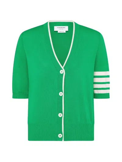 Thom Browne 4-bar Short-sleeve Cardigan In Green