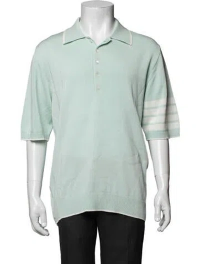 Pre-owned Thom Browne 4-bar Silk Polo Shirt In Green