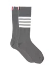 Thom Browne Long Striped Socks In Grey
