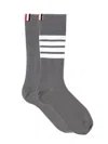 Thom Browne Stripe Crew Socks In Grey