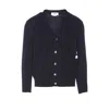 Thom Browne Cotton V-neck Cardigan With 4 Bar Stripe In Blue