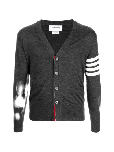 Thom Browne 4-bar Stripe Cardigan In Gray