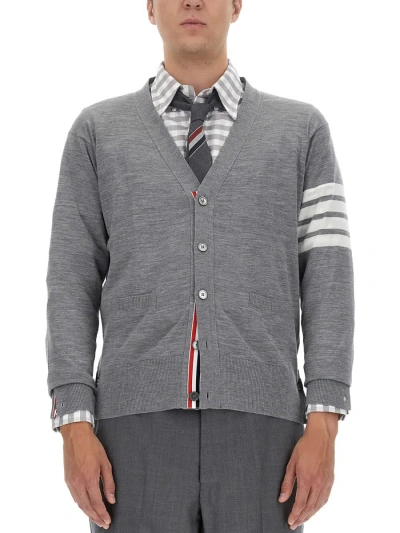 Thom Browne 4bar Stripe Cardigan In Grey