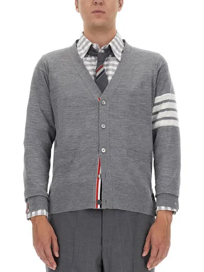 Thom Browne 4bar Stripe Cardigan In Grey