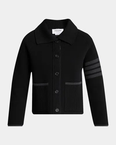 Thom Browne 4-bar Stripe Cotton Pique Hybrid Polo Jacket In Black