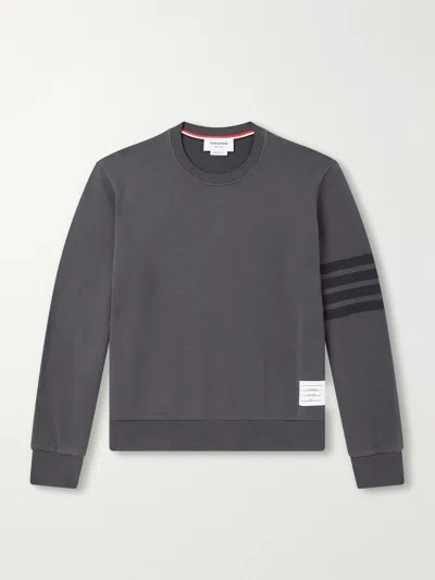 Thom Browne 4-bar Stripe Cotton-jersey Sweatshirt In Gray