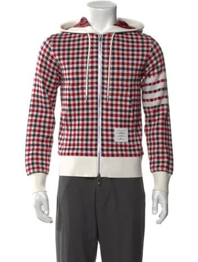 Pre-owned Thom Browne 4-bar Stripe Houndstooth Print Cardigan In White