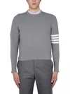 Thom Browne L Crewneck Sweater With 4 Bar Inlay In Gray