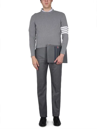 Thom Browne 4bar Stripe Jersey In Grey