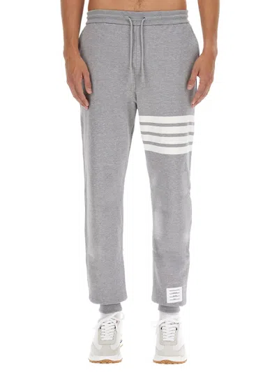 Thom Browne 4bar Stripe Print Jogging Pants In Grey