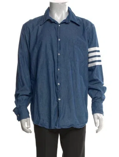 Pre-owned Thom Browne 4-bar Stripe Striped Denim Shirt In Blue