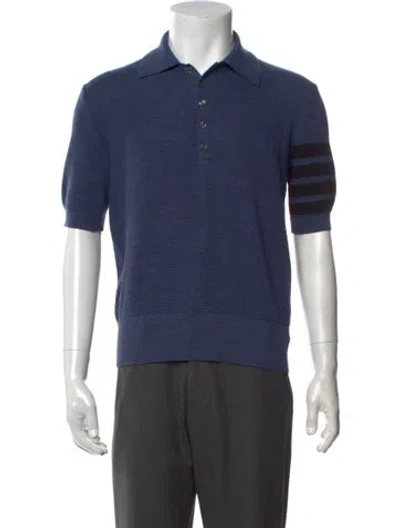 Pre-owned Thom Browne 4-bar Stripe Virgin Wool Polo Shirt In Blue
