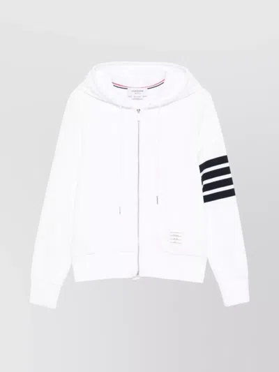 Thom Browne 4bar Striped Cotton Hoodie In White