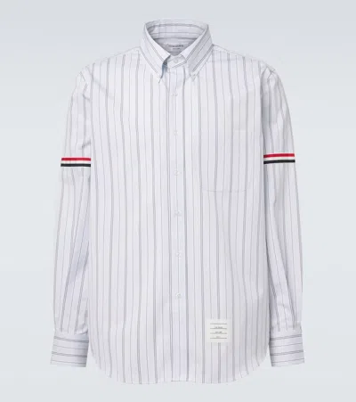 Thom Browne 4-bar Striped Cotton Shirt In Gray