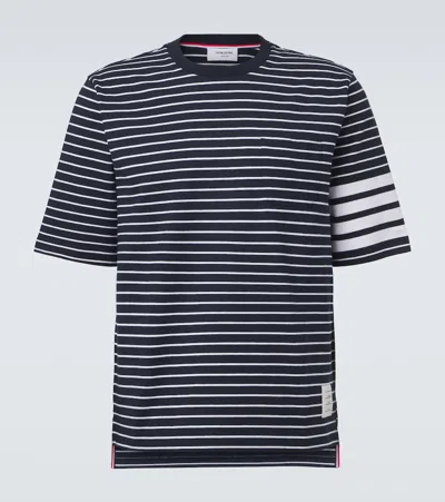 THOM BROWNE 4-BAR STRIPED COTTON T-SHIRT