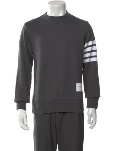 Pre-owned Thom Browne 4-bar Striped Crew Neck Sweatshirt In Grey