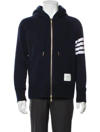 Pre-owned Thom Browne 4-bar Striped Hoodie In Blue