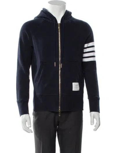 Pre-owned Thom Browne 4-bar Striped Hoodie In Blue