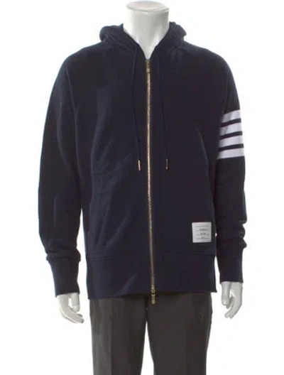 Pre-owned Thom Browne 4-bar Striped Hoodie In Blue