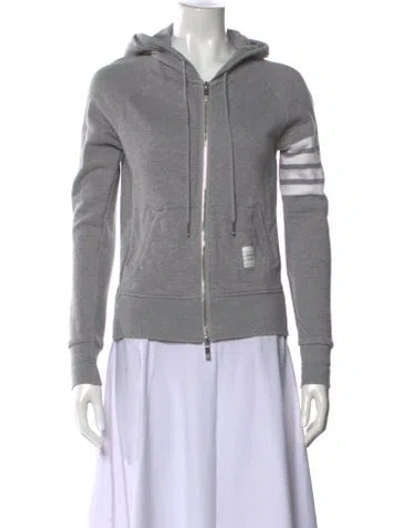 Pre-owned Thom Browne 4-bar Striped Hoodie In Gray