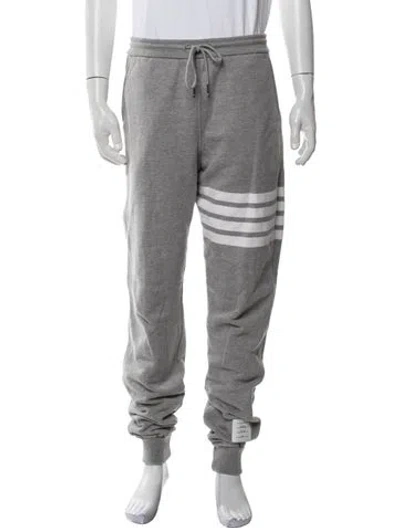Pre-owned Thom Browne 4-bar Striped Lounge Bottoms In Grey
