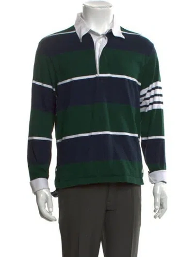 Pre-owned Thom Browne 4-bar Striped Polo Shirt In Green