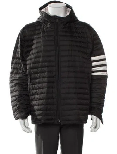 Pre-owned Thom Browne 4-bar Striped Puffer Coat In Gray