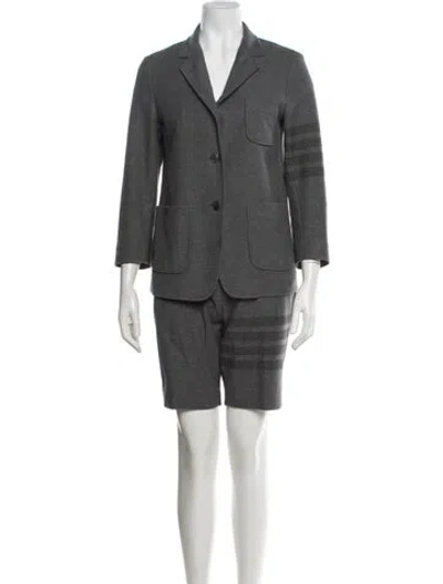Pre-owned Thom Browne 4-bar Striped Short Set In Grey