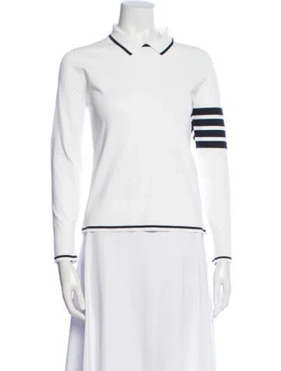 Pre-owned Thom Browne 4-bar Striped Sweater In White