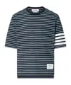 Thom Browne 4-bar Striped Cotton T-shirt In Blue