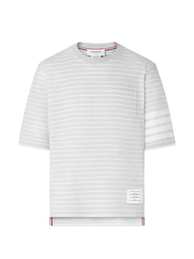 Thom Browne 4-bar Striped T-shirt In Gray
