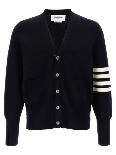 Thom Browne 4-bar Striped Virgin Wool Cardigan In Black
