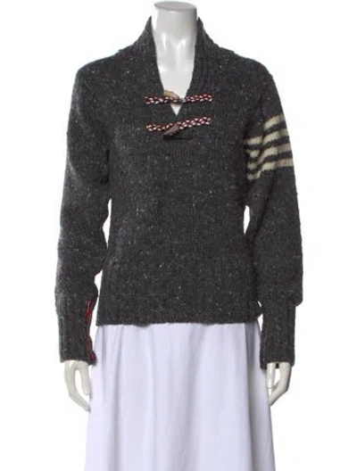 Pre-owned Thom Browne 4-bar Striped Wool Sweater In Grey