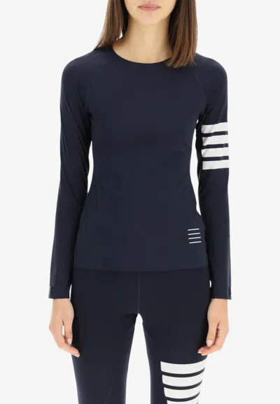 Thom Browne 4-bar Stripes Compression Long-sleeved T-shirt In Navy