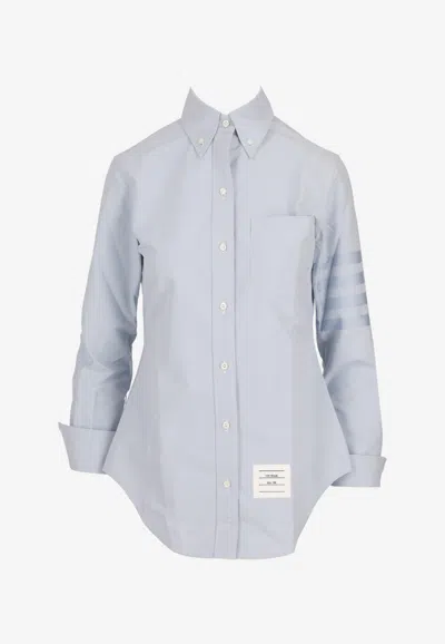 Thom Browne 4-bar Stripes Long-sleeved Shirt In Blue