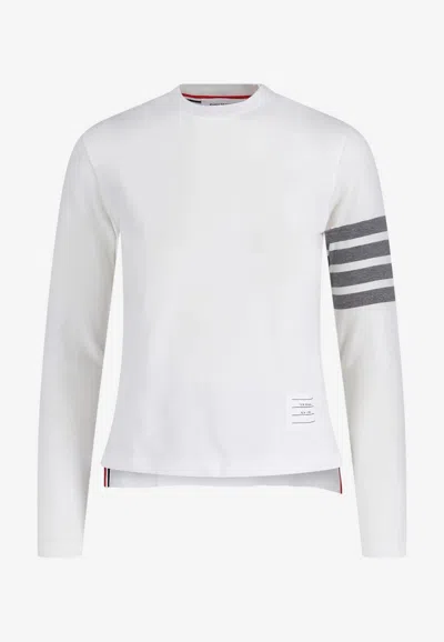 Thom Browne 4-bar Stripes Long-sleeved T-shirt In White