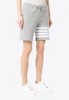 Thom Browne 4-bar Stripes Loopback Track Shorts In Gray