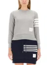 Thom Browne Womens Classic Sweatshirt In Classic Loop With Engineered 4 Bar In Lt Grey