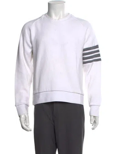 Pre-owned Thom Browne 4-bar Thermal Striped Sweatshirt In White