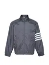 Thom Browne Zip Front Raglan Track Jacket In Gray