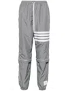 Thom Browne Mid Rise Ripstop Track Pants In Gray