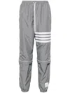 Thom Browne Mid Rise Ripstop Track Pants In Grey