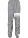 Thom Browne Mid Rise Ripstop Track Pants In Grey